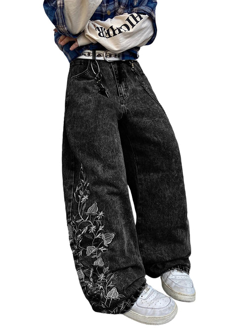 Men’s Streetwear Embroidered Baggy Jeans